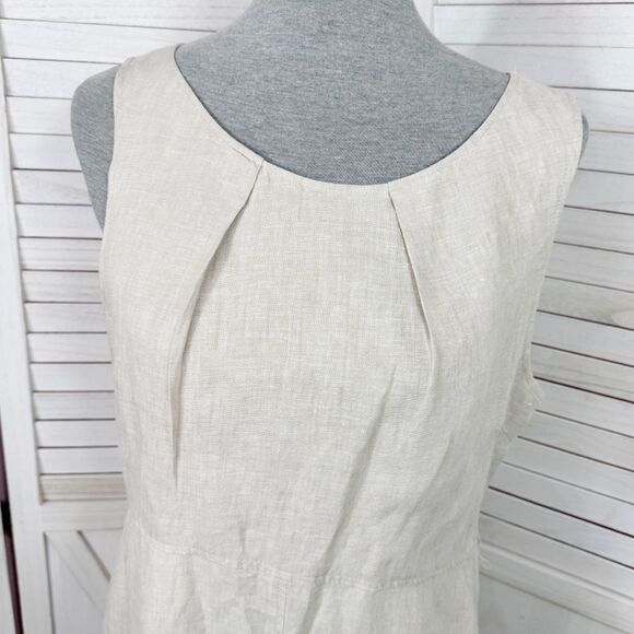 Tahari Linen Sleeveless A Line Dress Tan Beige 8 Knee Length - Picture 5 of 11